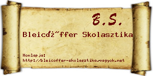 Bleicöffer Skolasztika névjegykártya